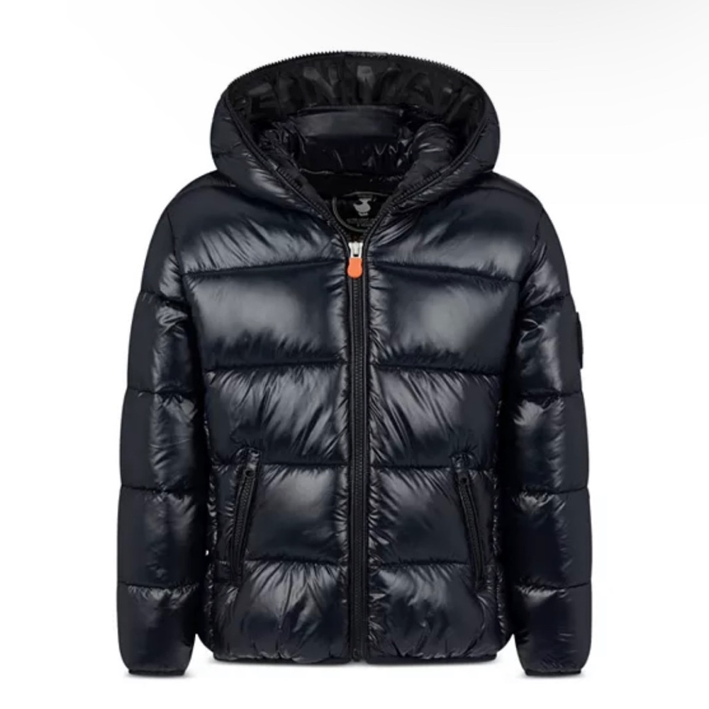 SAVE THE DUCK Girls' Kate Hooded Puffer Jacket black size 12, 100% animal free
